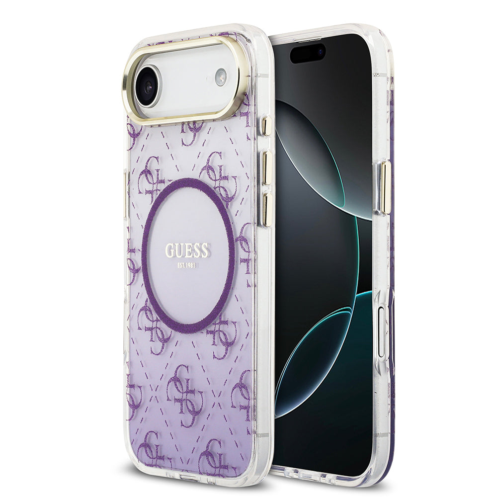 Apple iPhone 17 Air Kılıf Guess Orjinal Lisanslı M-safe Şarj Özellikli 4G Desenli Simli Silikon Kapak