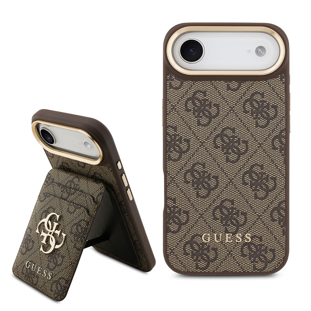 Apple iPhone 17 Air Kılıf Guess Orjinal Lisanslı M-safe Şarj Özellikli 4G Metal Büyük Logolu Kartlıklı Kapak