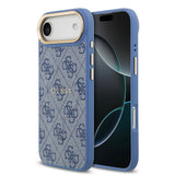Apple iPhone 17 Air Kılıf Guess Orjinal Lisanslı M-safe Şarj Özellikli Gold Metal Kamera Çerçeveli PU Deri 4G Desenli Yazı Logolu Kapak