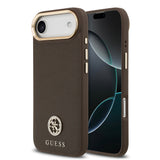 Apple iPhone 17 Air Kılıf Guess Orjinal Lisanslı M-safe Şarj Özellikli Grained Yazı ve Taşlı 4G Logolu Kapak