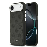 Apple iPhone 17 Air Kılıf Guess Orjinal Lisanslı M-safe Şarj Özellikli Sıcak Baskılı Klasik Yazı Logolu PU Deri Peony Kapak