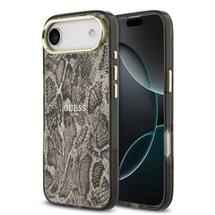 Apple iPhone 17 Air Kılıf Guess Orjinal Lisanslı M-safe Şarj Özellikli Yazı Logolu Python Desenli Kapak