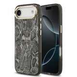 Apple iPhone 17 Air Kılıf Guess Orjinal Lisanslı M-safe Şarj Özellikli Yazı Logolu Python Desenli Kapak