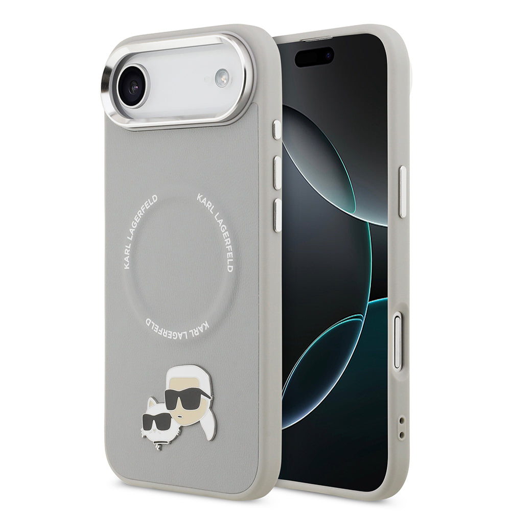 Apple iPhone 17 Air Kılıf Karl Lagerfeld Orjinal Lisanslı M-safe Şarj Özellikli Metal Kamera ve Buton Tasarımlı K&C PU Deri Kapak
