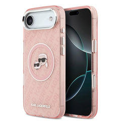 Apple iPhone 17 Air Kılıf Karl Lagerfeld Orjinal Lisanslı Parlayan Simli Karl & Choupette Heads Kapak