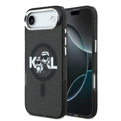 Apple iPhone 17 Air Kılıf Karl Lagerfeld Orjinal Lisanslı Parlayan Simli Karl & Choupette Sketch Logo Kapak