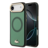 Apple iPhone 17 Air Kılıf Lacoste Orjinal Lisanslı M-safe Şarj Özellikli Gold Timsah Logolu Buzlu Kapak