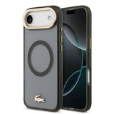 Apple iPhone 17 Air Kılıf Lacoste Orjinal Lisanslı M-safe Şarj Özellikli Gold Timsah Logolu Buzlu Kapak