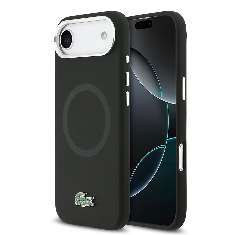 Apple iPhone 17 Air Kılıf Lacoste Orjinal Lisanslı M-safe Şarj Özellikli İkonik Logolu Metal Kamera Çerçeveli Silikon Kapak