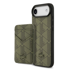 Apple iPhone 17 Air Kılıf Lacoste Orjinal Lisanslı M-safe Şarj Özellikli PU Deri Tasarımlı Kartlıklı Karışık Monogram Desenli Kapak