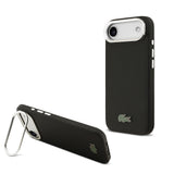 Apple iPhone 17 Air Kılıf Lacoste Orjinal Lisanslı M-safe Şarj Özellikli PU Pike Desenli Standlı Metal Logolu Kapak