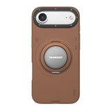 Apple iPhone 17 Air Kılıf M-safe Şarj Özellikli 360 Derece Standlı Basit Mat Deri Desenli Youngkit Tech Leather Serisi Kapak