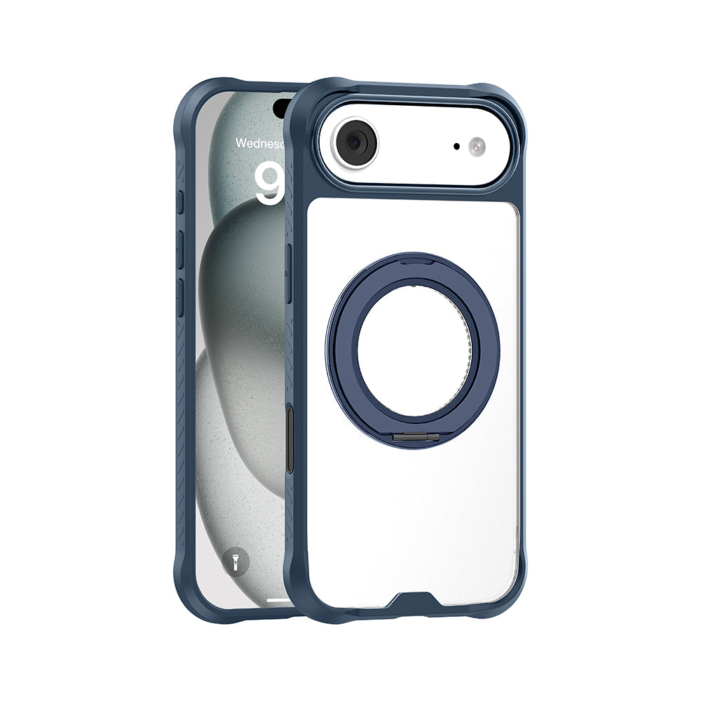 Apple iPhone 17 Air Kılıf M-safe Şarj Özellikli Parmak Ring Standlı Airbag Tasarımlı Mutural Obsidian Serisi Kapak