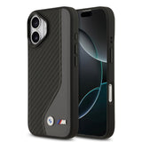 Apple iPhone 17 Kılıf BMW Orjinal Lisanslı M-safe Şarj Özellikli Metal BMW ve M Logolu PU Karbon Tasarımlı Kapak