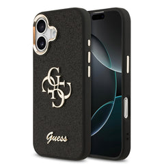 Apple iPhone 17 Kılıf Guess Orjinal Lisanslı 4G Büyük Metal Kamera Çerçeveli ve Logolu Glitter Kapak
