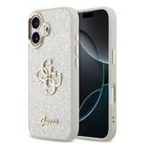 Apple iPhone 17 Kılıf Guess Orjinal Lisanslı 4G Büyük Metal Kamera Çerçeveli ve Logolu Glitter Kapak