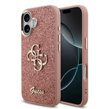 Apple iPhone 17 Kılıf Guess Orjinal Lisanslı 4G Büyük Metal Kamera Çerçeveli ve Logolu Glitter Kapak