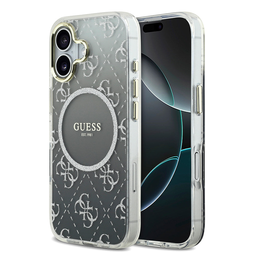 Apple iPhone 17 Kılıf Guess Orjinal Lisanslı M-safe Şarj Özellikli 4G Desenli Simli Silikon Kapak