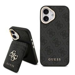 Apple iPhone 17 Kılıf Guess Orjinal Lisanslı M-safe Şarj Özellikli 4G Metal Büyük Logolu Kartlıklı Kapak