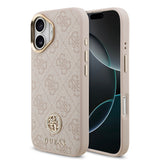 Apple iPhone 17 Kılıf Guess Orjinal Lisanslı M-safe Şarj Özellikli Gold Metal Kamera Çerçeveli Taşlı 4G Logolu Kapak