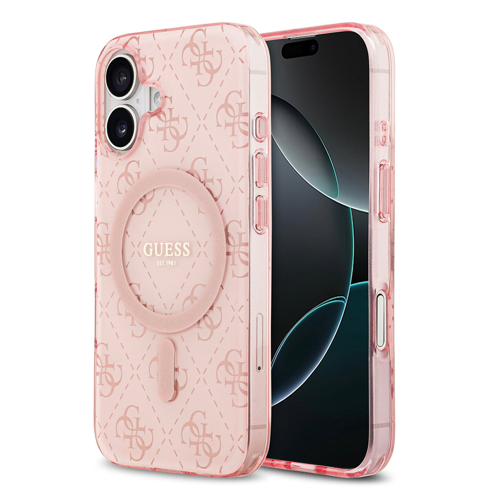 Apple iPhone 17 Kılıf Guess Orjinal Lisanslı M-safe Şarj Özellikli IML Baskılı Klasik Logolu 4G Desenli Kapak