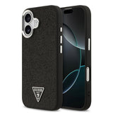 Apple iPhone 17 Kılıf Guess Orjinal Lisanslı M-safe Şarj Özellikli Metal Kamera Çerçeveli Üçgen Logolu Glitter Kapak