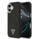Apple iPhone 17 Kılıf Guess Orjinal Lisanslı M-safe Şarj Özellikli PU Deri Metal Kamera Çerçeveli Üçgen Logolu Kapak