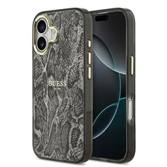 Apple iPhone 17 Kılıf Guess Orjinal Lisanslı M-safe Şarj Özellikli Yazı Logolu Python Desenli Kapak