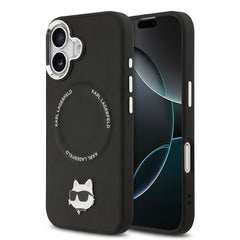 Apple iPhone 17 Kılıf Karl Lagerfeld Orjinal Lisanslı M-safe Şarj Özellikli Metal Kamera ve Buton Tasarımlı Choupette PU Deri Kapak