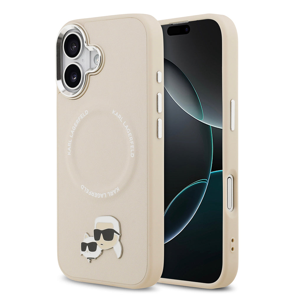 Apple iPhone 17 Kılıf Karl Lagerfeld Orjinal Lisanslı M-safe Şarj Özellikli Metal Kamera ve Buton Tasarımlı K&C PU Deri Kapak