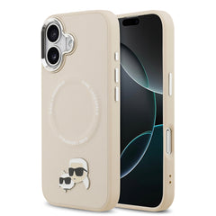Apple iPhone 17 Kılıf Karl Lagerfeld Orjinal Lisanslı M-safe Şarj Özellikli Metal Kamera ve Buton Tasarımlı K&C PU Deri Kapak
