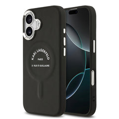 Apple iPhone 17 Kılıf Karl Lagerfeld Orjinal Lisanslı M-safe Şarj Özellikli Metal Kamera ve Buton Tasarımlı Paris RSG PU Deri Kapak