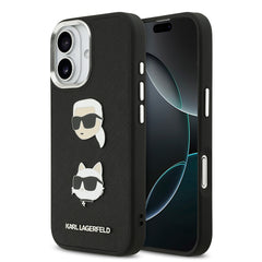 Apple iPhone 17 Kılıf Karl Lagerfeld Orjinal Lisanslı Metal Logolu K&C Heads Pin Kapak