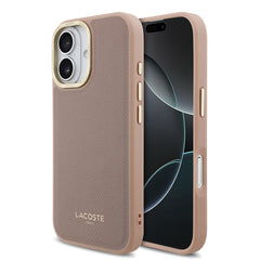 Apple iPhone 17 Kılıf Lacoste Orjinal Lisanslı M-safe Şarj Özellikli Champs Elysees PU Deri Tasarımlı Kapak