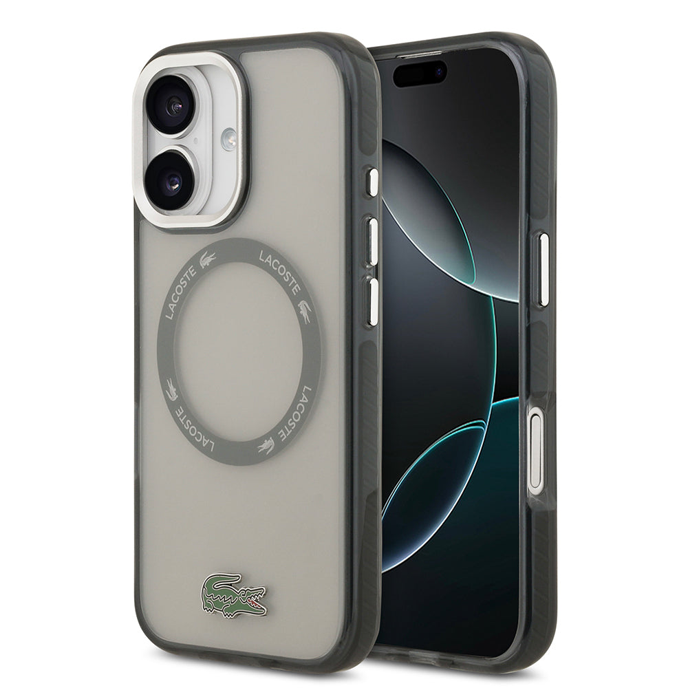 Apple iPhone 17 Kılıf Lacoste Orjinal Lisanslı M-safe Şarj Özellikli İkonik Timsah Logolu Buzlu Kapak