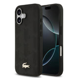 Apple iPhone 17 Kılıf Lacoste Orjinal Lisanslı M-safe Şarj Özellikli PU Deri Tasarımlı Karışık Monogram Desenli Kapak