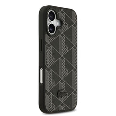 Apple iPhone 17 Kılıf Lacoste Orjinal Lisanslı M-safe Şarj Özellikli PU Deri Tasarımlı Kartlıklı Karışık Monogram Desenli Kapak