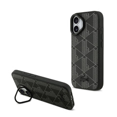 Apple iPhone 17 Kılıf Lacoste Orjinal Lisanslı M-safe Şarj Özellikli Standlı PU Deri Karışık Monogram Desenli Kapak