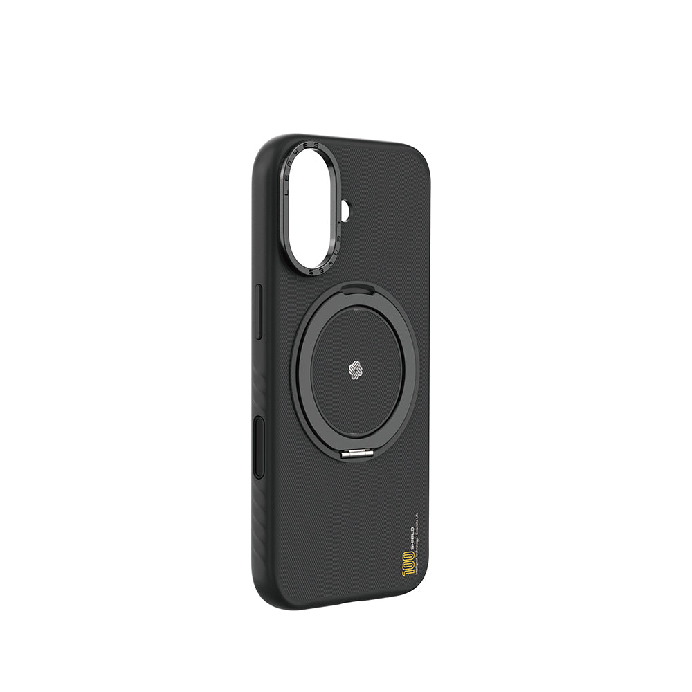 Apple iPhone 17 Kılıf M-safe Şarj Özellikli Metal Standlı Lenyes CK225 Kevlar Kapak
