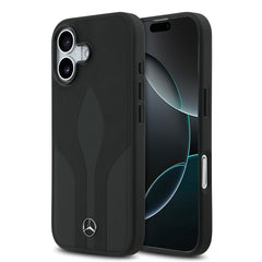 Apple iPhone 17 Kılıf Mercedes Benz Orjinal Lisanslı M-safe Şarj Özellikli Dokulu Desenli Deri Kapak
