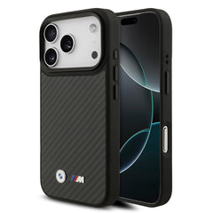 Apple iPhone 17 Pro Kılıf BMW Orjinal Lisanslı M-safe Şarj Özellikli Karbon Fiber Metal Logolu Kevlar Kapak