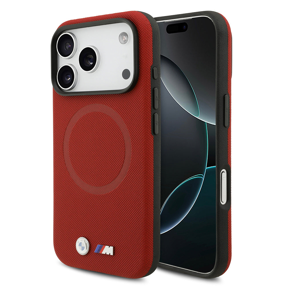 Apple iPhone 17 Pro Kılıf BMW Orjinal Lisanslı M-safe Şarj Özellikli Metal Logolu Delikli M Dizayn Deri Kapak