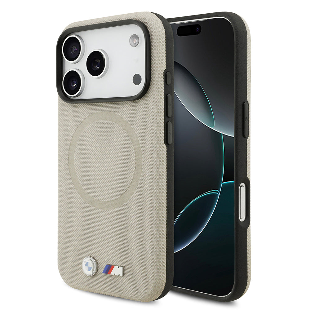 Apple iPhone 17 Pro Kılıf BMW Orjinal Lisanslı M-safe Şarj Özellikli Metal Logolu Delikli M Dizayn Deri Kapak