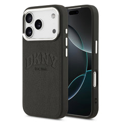 Apple iPhone 17 Pro Kılıf DKNY Orjinal Lisanslı M-safe Şarj Özellikli PU Deri Kabartmalı Kapak