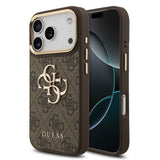 Apple iPhone 17 Pro Kılıf Guess Orjinal Lisanslı Gold Metal Kamera Çerçeveli 4G Desenli Metal Büyük 4G ve Yazı Logolu Kapak