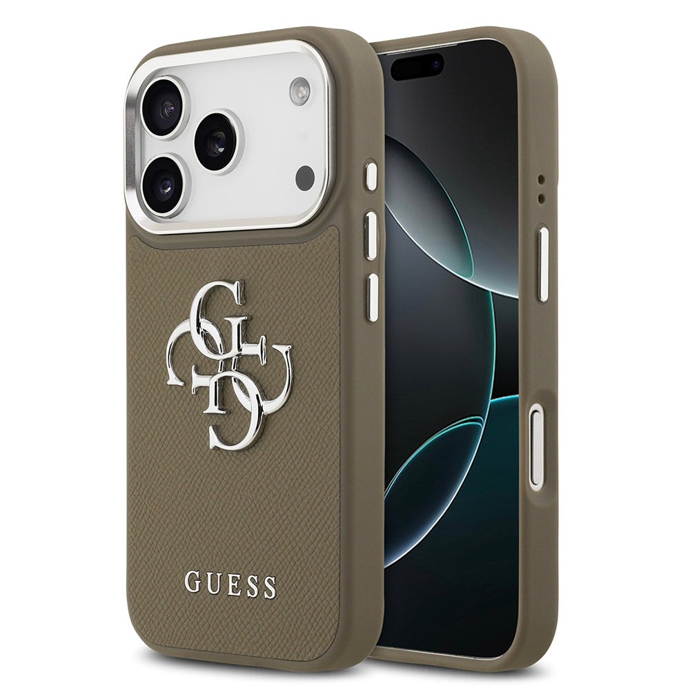 Apple iPhone 17 Pro Kılıf Guess Orjinal Lisanslı Grained 4G Metal Büyük Logolu Kapak