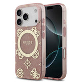 Apple iPhone 17 Pro Kılıf Guess Orjinal Lisanslı M-safe Şarj Özellikli IML Peony ve 4G Desenli Klasik Logolu Kapak