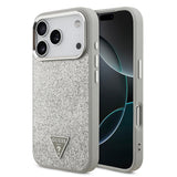 Apple iPhone 17 Pro Kılıf Guess Orjinal Lisanslı M-safe Şarj Özellikli Metal Kamera Çerçeveli Üçgen Logolu Glitter Kapak
