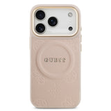 Apple iPhone 17 Pro Kılıf Guess Orjinal Lisanslı M-safe Şarj Özellikli Sıcak Baskılı Yazı Logolu PU Deri Peony Kapak