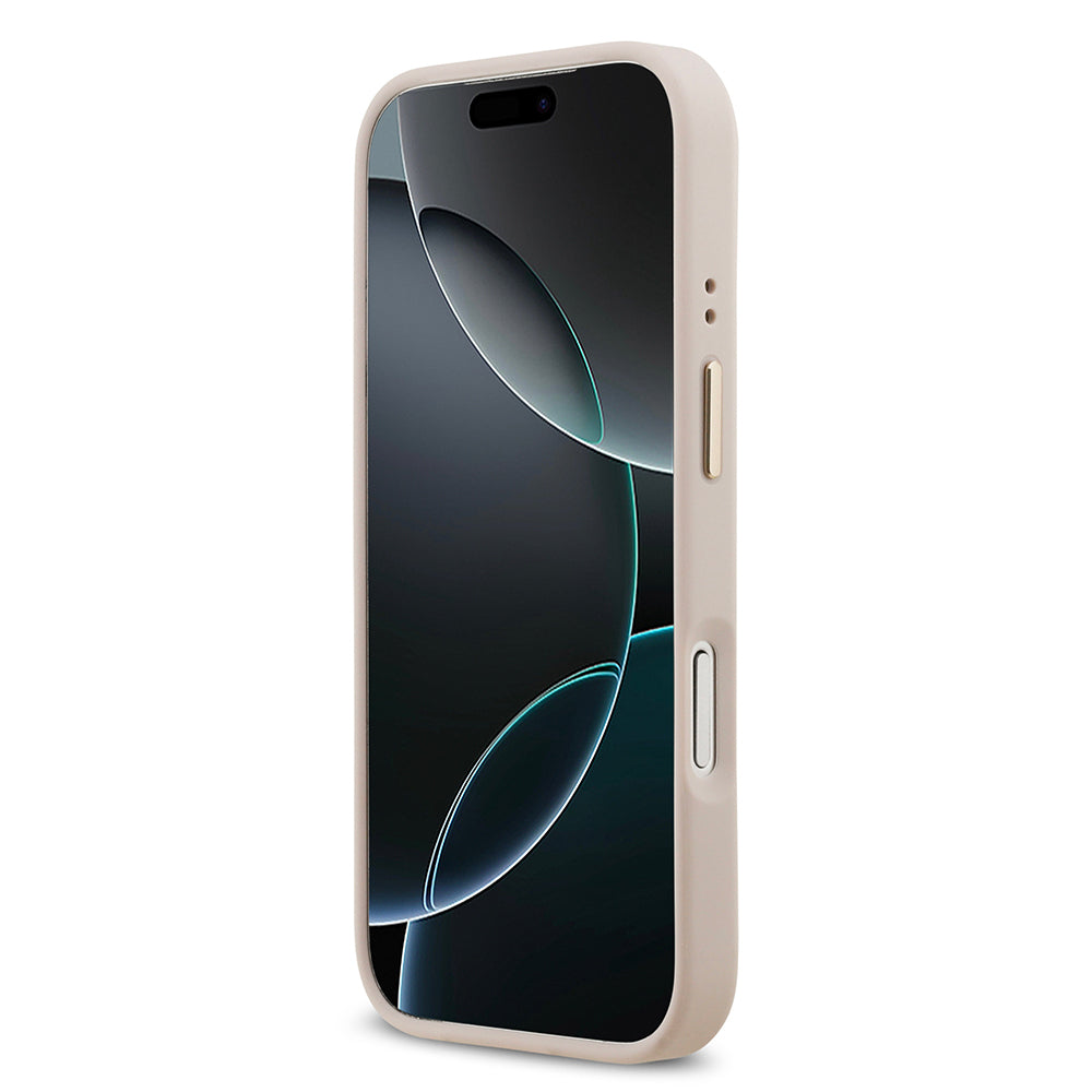 Apple iPhone 17 Pro Kılıf Guess Orjinal Lisanslı M-safe Şarj Özellikli Sıcak Baskılı Yazı Logolu PU Deri Peony Kapak